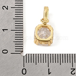 真鍮製マイクロペーブクリアキュービックジルコニアの留め金  正方形  18KGP本金メッキ  16x8x6mm  穴：4x6mm&nbsp;KK-C075-49G