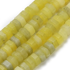 天然石レモンジェイド翡翠ビーズ連売り  多面カット  六角  6x6x3mm  穴：0.8mm  約108個/連  14.72~14.80''（37.4~37.6センチメートル）&nbsp;G-G317-A14-3x6mm