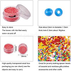 24色グレードAグラスシードビーズセット  ラウンド  12/0  ミックスカラー  2x1.5mm  穴：0.3mm  約16g/ボックス  24boxes /セット&nbsp;SEED-PH0004-03