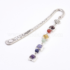 天然石のペンダントブックマーク  チベットスタイル合金パーツ  130x23x6.5mm&nbsp;AJEW-JK00140