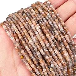天然マルチムーンストーン ビーズ 連売り  多面カット  キューブ  2~2.5x2~2.5x2~2.5mm  穴：0.6mm  約148個/連  15.35インチ（39cm）&nbsp;G-L587-C05-02