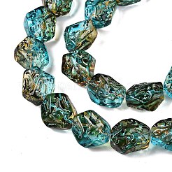 電気メッキガラスビーズセット  ナゲット  ティール  13.5~14x13.5x10mm  穴：0.9mm  約49~50個/連  26.97~27.56インチ（68.5~70cm）&nbsp;EGLA-N012-09D