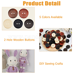 100Pcs 5 Colors 2-Hole Pearwood Buttons&nbsp;BUTT-HS0001-03
