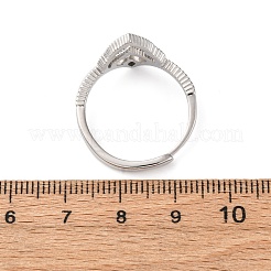 真鍮マイクロパヴェキュービックジルコニア調節可能な女性用指輪  火災  プラチナ  17mm  内径：19mm&nbsp;RJEW-M099-03P
