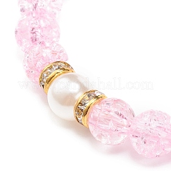 Acrylic Imitation Pearl Stretch Bracelet with Alloy Enamel Charms for Women&nbsp;BJEW-JB08447
