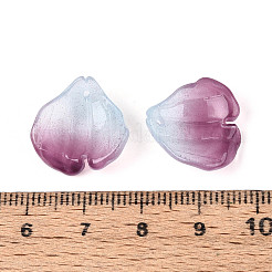 クリアガラスペンダント  花びらチャーム  ツートン  オールドローズ  17x17.5x6mm  穴：1.2~1.4mm&nbsp;GLAA-T030-05-05