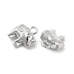 真鍮製チャーム  カドミウムフリー＆ニッケルフリー＆鉛フリー  象のチャーム  プラチナメッキ  9x8x4mm  穴：1.5mm&nbsp;KK-G447-04P