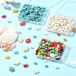 100Pcs 6 Styles Synthetic Turquoise Dyed Beads&nbsp;TURQ-FS0001-06