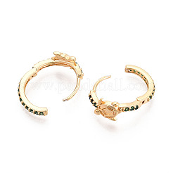真鍮製キュービックジルコニアフープピアス  カメ  18KGP本金メッキ  16.5x7.5x18.5mm&nbsp;EJEW-Q014-05G