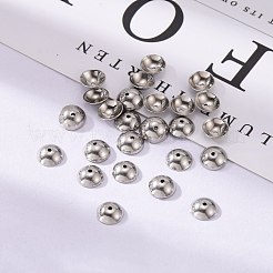 変色しにくいステンレススチールビーズキャップ  ステンレス鋼色  6x2mm  穴：0.5mm  約70個/5g&nbsp;X-STAS-D040