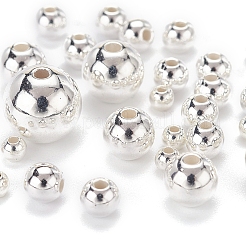 497個5スタイルabsプラスチックビーズ  ラウンド  銀メッキ  4~12x3.5~11.5mm  穴：1.2~2mm&nbsp;OACR-YW0001-10B