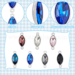 28Pcs 7 Colors Alloy Glass Connector Charms&nbsp;FIND-HY0001-87
