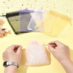 オーガンジーバッグジュエリー収納ポーチウェディング記念品パーティーメッシュ巾着ギフト  ミックスカラー  15x10cm  20個/セット&nbsp;OP-FS0001-04B