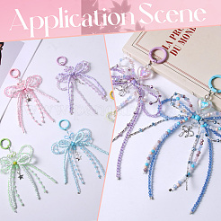 2Pcs 2 Styles Alloy with Glass Seed Bead Pendant Decorations&nbsp;KEYC-SP0001-21A