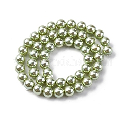 UV Plating Pearlized Glass Pearl Beads Strands&nbsp;GLAA-F128-01B-T21
