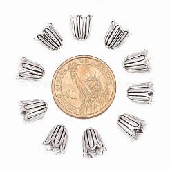 カドミウムフリー＆鉛フリーのアンティークシルバーチベットスタイルの花のビーズキャップ  10x10mm  穴：1mm&nbsp;X-TIBEB-00864-AS-R