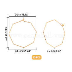 イオンプレーティング（IP）316ステンレススチールフープピアス金具40個  ワイングラスチャームのパーツ  八角形  ゴールドカラー  31x31.5x0.7mm&nbsp;STAS-DC0003-91