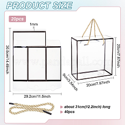 透明なペット用プラスチックギフトボックス20個  ポリエステルコード40本付き  長方形  ブラック  20x20x9cm&nbsp;AJEW-BC0009-80B