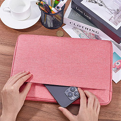 キャンバス、ポリコットン製キャリーケースバッグ  長方形  ライトコーラル  340x235x17.5mm&nbsp;ABAG-WH20005-05A