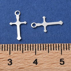 真鍮チャーム  カドミウムフリー＆鉛フリー  クロスチャーム  925銀メッキ  12.5x7x0.5mm  穴：1.2mm&nbsp;KK-F880-05S-02