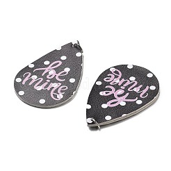 PUレザービッグペンダント  鉄のリング付き  バレンタインデーコレクション  ティアドロップ  56x37x2mm  穴：5.5mm&nbsp;FIND-R050-03D
