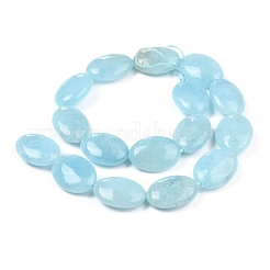天然石ホワイトジェイドビーズ連売り  染め  オーバル  25x18x8mm  穴：1.5mm  約16個/連  15.75インチ（40cm）&nbsp;G-L164-B-17