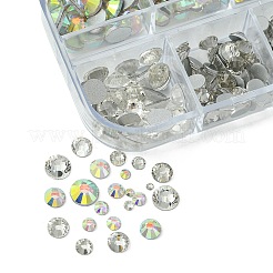 フラットバックガラスラインストーン  グレードA  バックメッキ  多面カット  半円  ミックスカラー  1.7~6.5mm  3261個/箱&nbsp;RGLA-FS0001-15