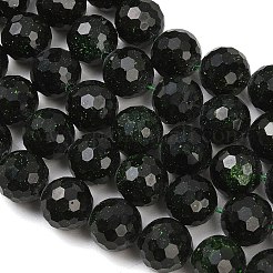 合成グリーンゴールドストーン金砂石ビーズ連売り  ラウンド  多面カット  11.5~12mm  穴：2mm  約33個/連  14.57''~14.76''（37~37.5センチメートル）&nbsp;GG-CBA199E-F03-12mm