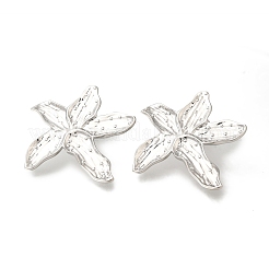 ラックメッキヒトデ真鍮スタッドピアス  長持ちメッキ  鉛フリー＆カドミウムフリー  プラチナ  29x30mm&nbsp;EJEW-H016-28P
