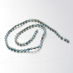 電気メッキ非磁性合成ヘマタイトビーズ連売り  双円錐形  メッキグリーン  5.5x4mm  穴：1mm  約72個/連  15.7インチ&nbsp;G-F300-32-07