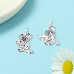 4 Pairs 2 Colors Brass Rhinestone Stud Earrings&nbsp;EJEW-GO0003-20