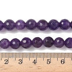 天然石連売り  ファセット（128ファセット）ラウンド  アメジスト  ビーズ：直径約8mm  穴：0.8mm  15インチ  48個/連&nbsp;GSF8mmC062