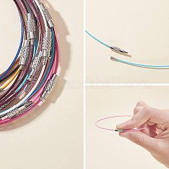 鋼線のブレスレットコードDIYのジュエリー作り  真鍮製ネジ式クラスプ付き  ミックスカラー  8-7/8インチ（22.5cm）  1mm  45個/セット&nbsp;TWIR-PH0001-01