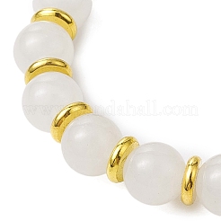 Round Natural White Jade & Cube Glass Beaded Stretch Bracelets for Women&nbsp;BJEW-JB11052