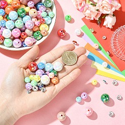 DIYジュエリー作成キット  アクリルビーズと真鍮ラインストーンスペーサービーズを含む  ミックスカラー  12x11mm  穴：2.5mm&nbsp;DIY-YW0017-68B
