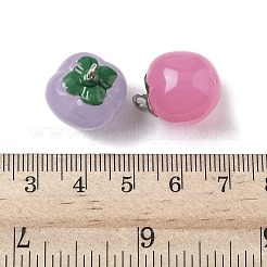 ルミナス透明レジンペンダント  柿  プラチナ鉄ループ付き  暗闇で光る  ミックスカラー  20x16x16mm  穴：1.8mm&nbsp;RESI-Z038-05P