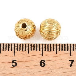 真鍮ビーズ  コルゲートラウンド  鉛フリー＆カドミウムフリー  ラックめっき  長持ちメッキ  18KGP本金メッキ  8mm  穴：1.6mm&nbsp;KK-F927-11B-G