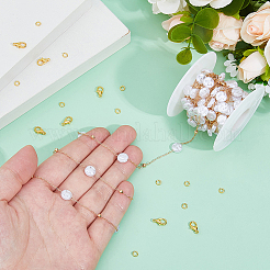 DIY 真鍮 ABS イミテーションパールビーズ 手作りチェーン ネックレス 作成キット  フラットラウンド  8.5x3mm&nbsp;DIY-HS0001-65D