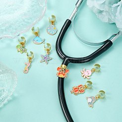 海の動物合金エナメル聴診器ペンダント装飾9個  304ステンレススチール製金具付き  ミックスカラー  21~27mm&nbsp;HJEW-SW00235
