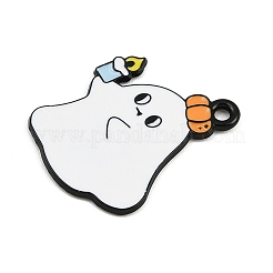 ハロウィンアロイエナメルペンダント  ブラック  ゴースト  24x18.5x1mm  穴：1.6mm&nbsp;ENAM-P259-01K-EB