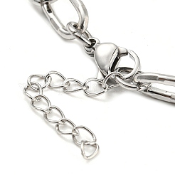 変色しにくい304ステンレススチールペーパークリップチェーンブレスレット  ステンレス鋼色  6-3/4インチ（17.1cm）&nbsp;BJEW-M308-01P