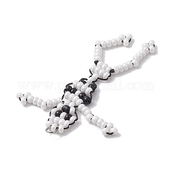 シードビーズ ビーズチャーム  スカルペンダント  ホワイト  63x39x3.5mm  穴：3.4mm&nbsp;PALLOY-MZ00204