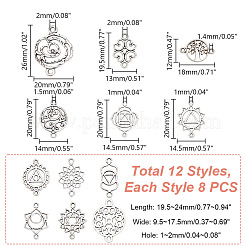 96Pcs 12 Styles Tibetan Style Alloy Hollow Connector Charms Sets&nbsp;TIBE-GO0001-06