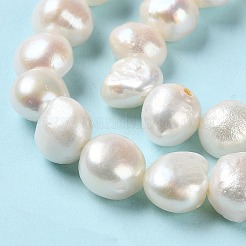 天然養殖淡水パールビーズ連売り  研磨両側  グレード2 A  パパイヤホイップ  10.5~12x7~8.5mm  穴：0.6mm  約34個/連  14.17インチ（36cm）&nbsp;PEAR-E018-71