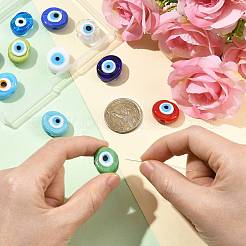12Pcs 12 Colors Handmade Evil Eye Lampwork Beads&nbsp;LAMP-FS0001-76