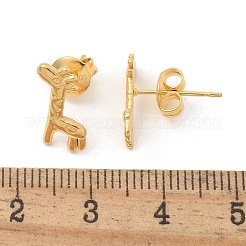 女性用304ステンレススチールスタッドピアス  ゴールドカラー  キリン  13.5x8mm&nbsp;STAS-Z117-15G-01