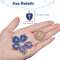 5Pcs 5 Styles Real 18K Gold Plated Brass Micro Pave Clear Cubic Zirconia Enamel Pendants&nbsp;ZIRC-SZ0001-35