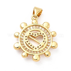Brass Micro Pave Clear Cubic Zirconia Pendants&nbsp;KK-M235-14G