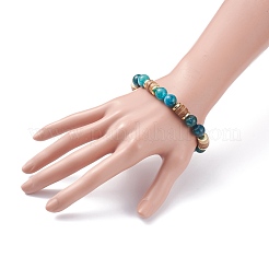 女性用ナチュラルココナッツ＆クォーツビーズストレッチブレスレット  内径：2-3/8インチ（6cm）&nbsp;BJEW-JB07546-01