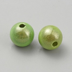 マットスプレー塗装のアクリルビーズ  ラウンド  緑黄  8mm  穴：1.6mm&nbsp;OACR-TAC0001-13D